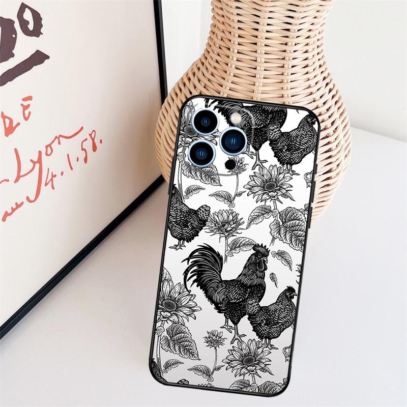 Chicken Pattern Case For iPhone 16 15 Pro 12 13 Mini 11 14 Pro Max XS X XR Plus Back Cover