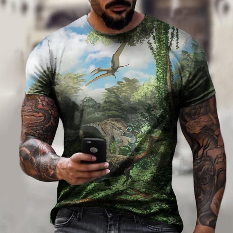 Herren Wolf Grafikdrucke Hemd T-Shirt Tee Kurzarm T-Shirt 3D Druck Rundhals Hemd Designer Freizeit Groß und Groß Täglich Urlaub Blau