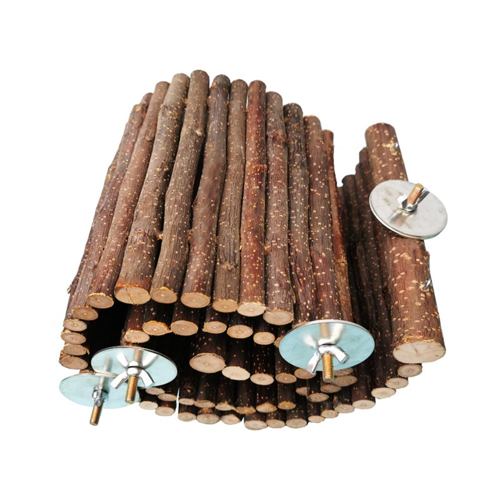 

30x8cm Pet Wooden Bridge Hanging Ladder for Small Animals Squirrel Style Climbing Run Chewing Safe Natural Wood Cage Accessory коричневый