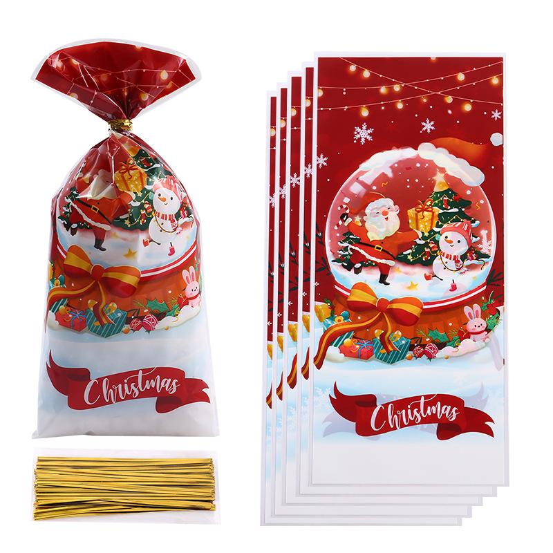 Set 50/100 Buc Pungi Cadou Bomboane Crăciun Cu Design Moș Crăciun Pentru Decorațiuni Petrecere Xmas Navidad Consumabile Ambalare Biscuiți Favore