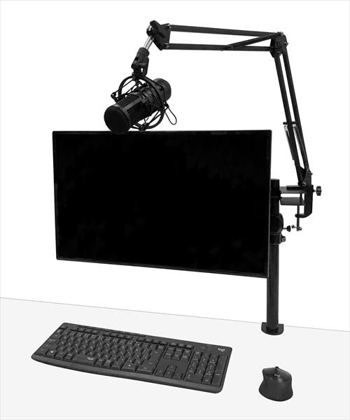 Nagao Seisakusho Black Pole Mount Clamp Table for Mounting a Microphone Arm to the Back of a Monitor or on a Monitor Video Web Conferencing