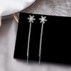 Silver Color Snowflake Drop Earrings Elegant Metal Chain Tassel Long Dangle Earrings For Women Fashion Jewelry Christmas Gift