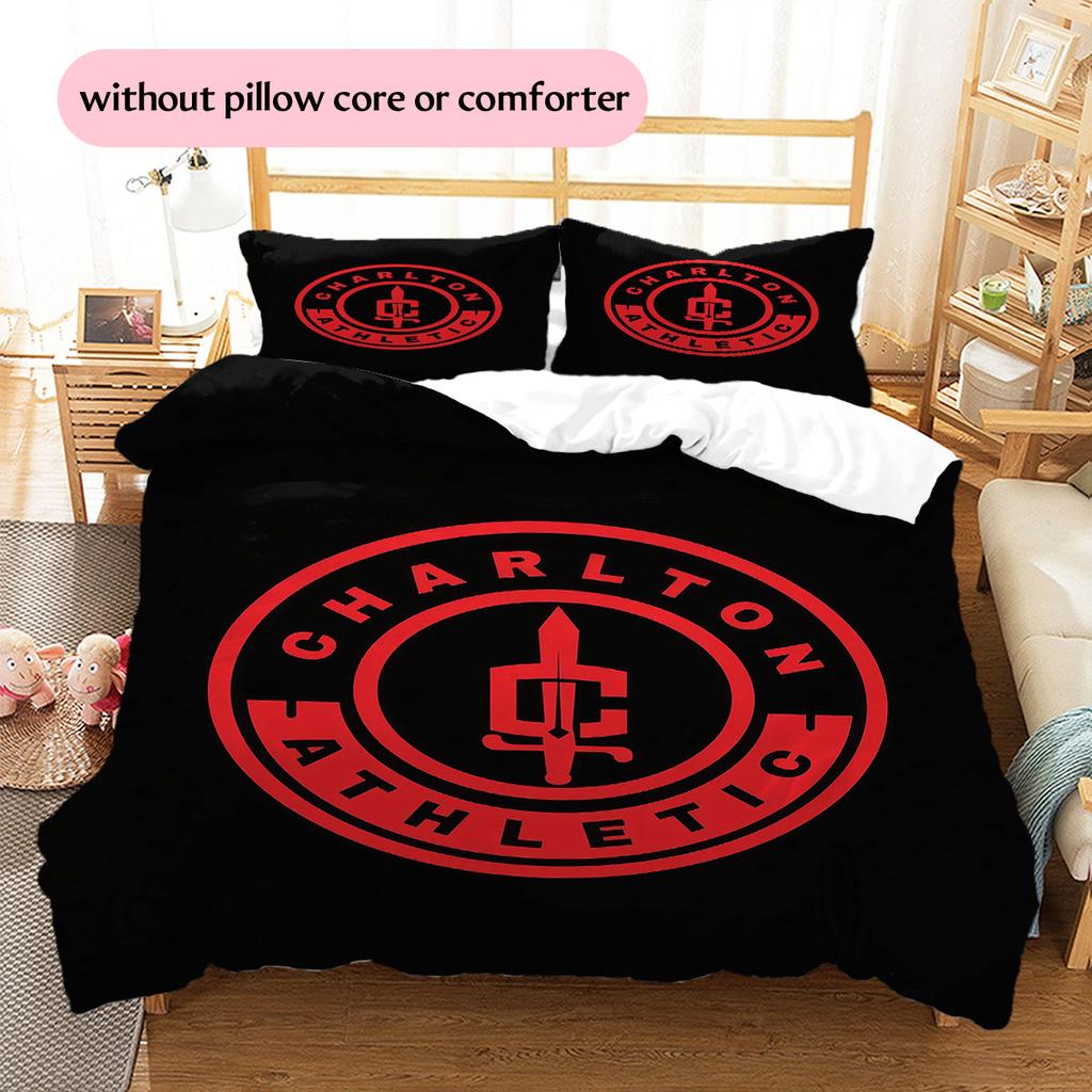 Charlton Athletic Pattern Bedding Home Decoration Birthday Gift ( 1 duvet cover + 2 pillowcase, without core),fan merchandise.