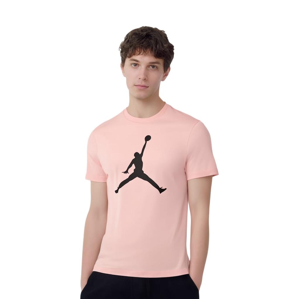 Jordan T Shirts Men's Coral Red Crew Neck Moderate Straight Fit DA6797-623
