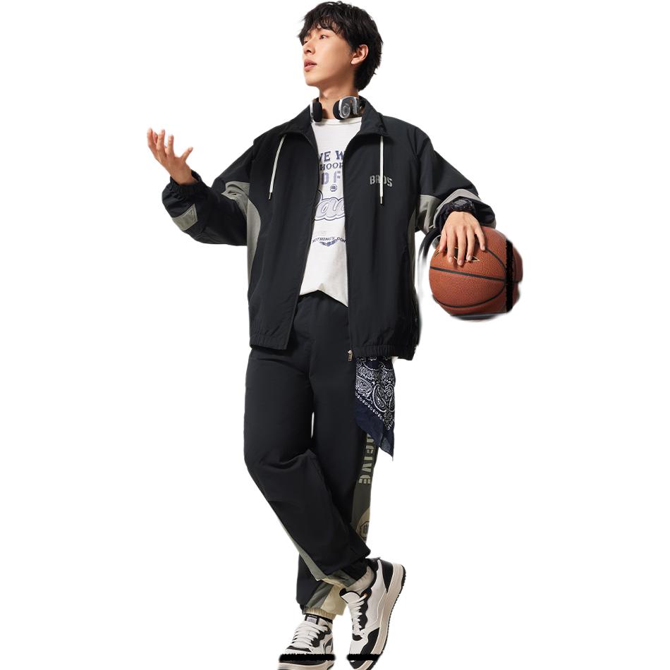 Li Ning Comfortable Casual Simple Loose Stand Collar Zipper Jacket Men Jacket Black AFDV127-3