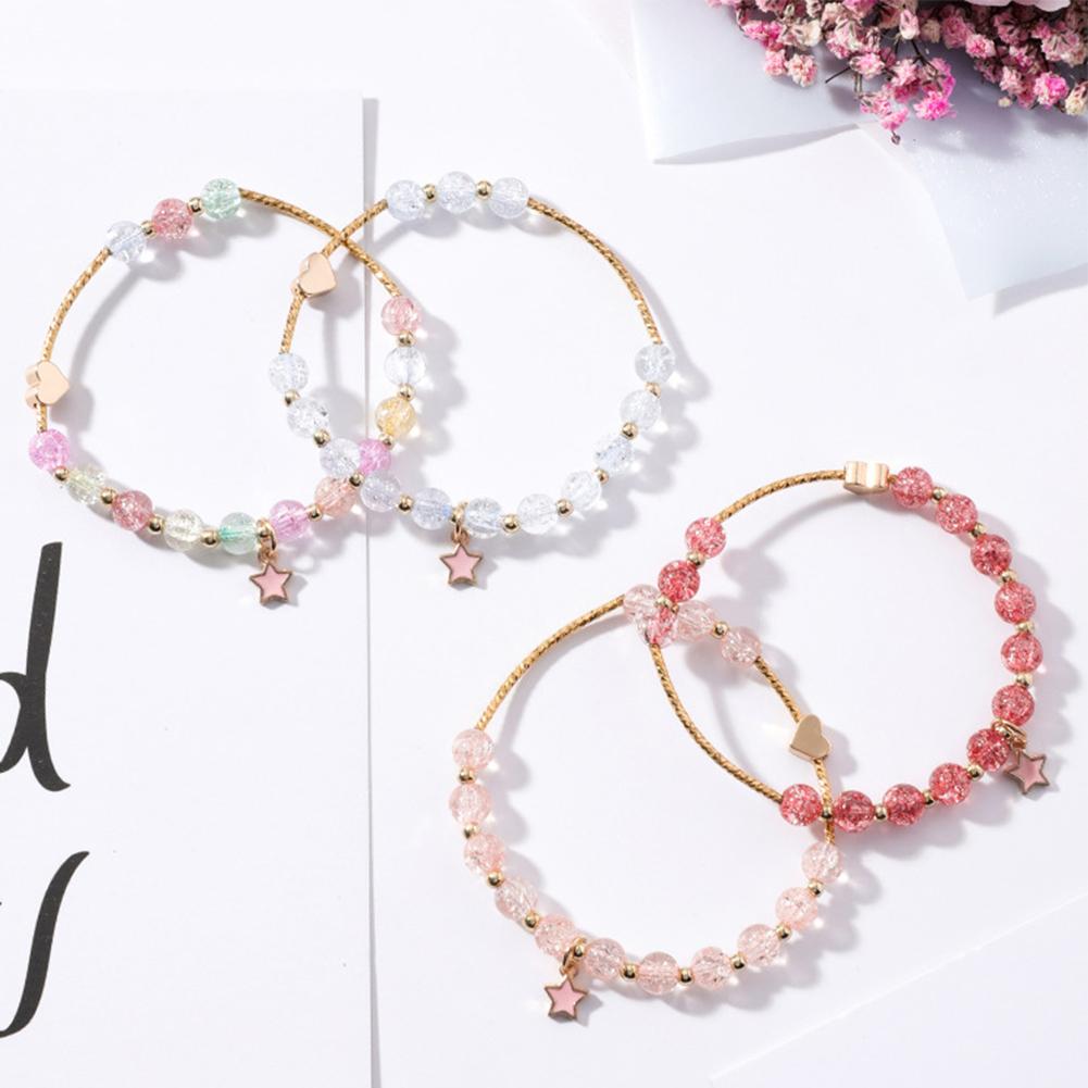 Woman Simple Stylish Sweet Delicate Love Shape Star Elastic Bracelet