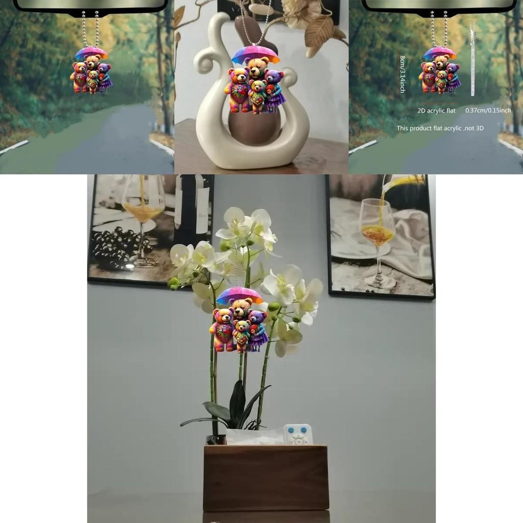 Cute Acrylic Cartoon Car Hanging Decoration Keychain Accessory For Stylish Interiors