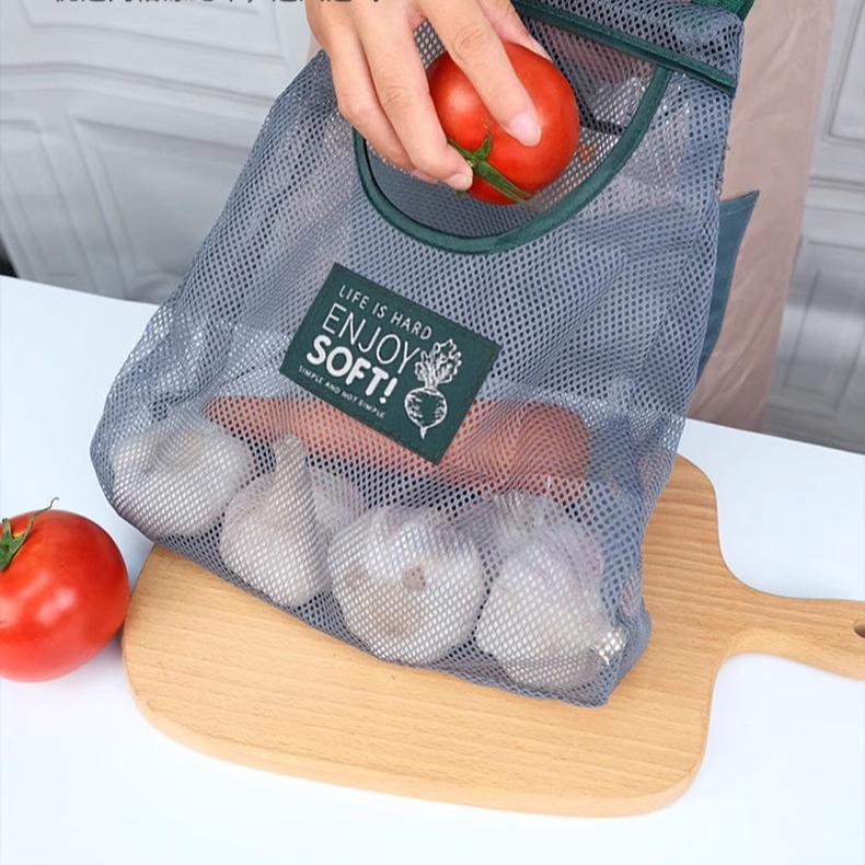 2pc Ventilated Mesh Storage Bags for Garlic, Potatoes, Onions - Durable Plastic Hanging Organizer for Kitchen & Pantry&bathroom, Non-Food Contact Safe