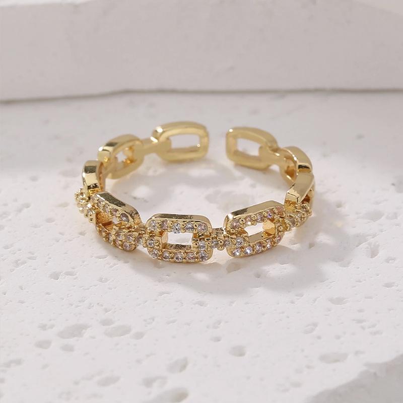 Korean Zircon Letter Buckle Ring: High-End, Trendy Luxury Jewelry for Women