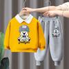 Spring Autumn Baby Girls Clothes Set Boy Lapel Cartoon Printed Pullover Sweatshirts and Pants 2pcs Suit Children Tracksuits