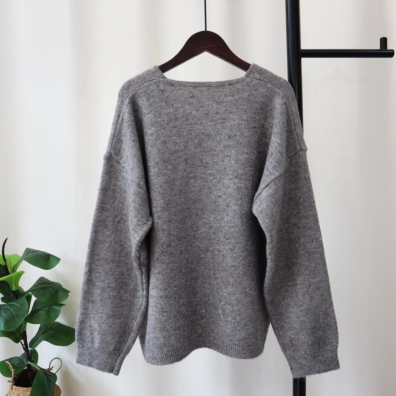 Autumn and Winter New Color Dot Lace-up Bow Knitted Sweater Top Loose Soft Waxy Gentle Wind Sweater Pullover Woman