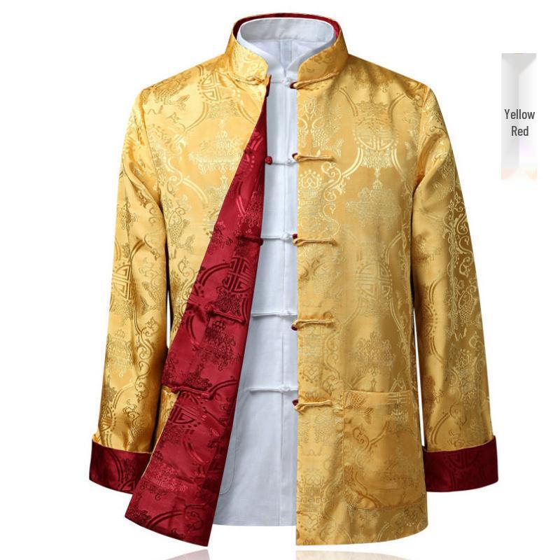 Men's Reversible Tang Suit Jacket - Spring/Autumn Casual Hanfu for Dad and Grandpa