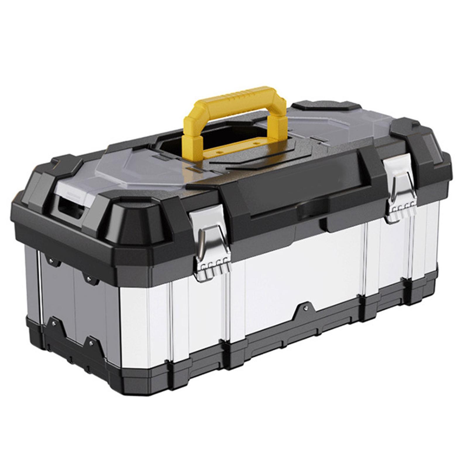 Enhanced Tool Box Thickened Stainless Steel Anti fall 360° Reinforced Tool Case 15 inches