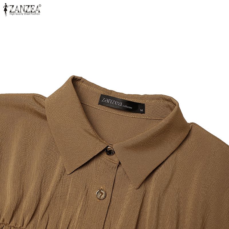 ZANZEA Camicetta a Maniche Lunghe da Donna e Gonne Lunghe Casual Set Completi Due Pezzi