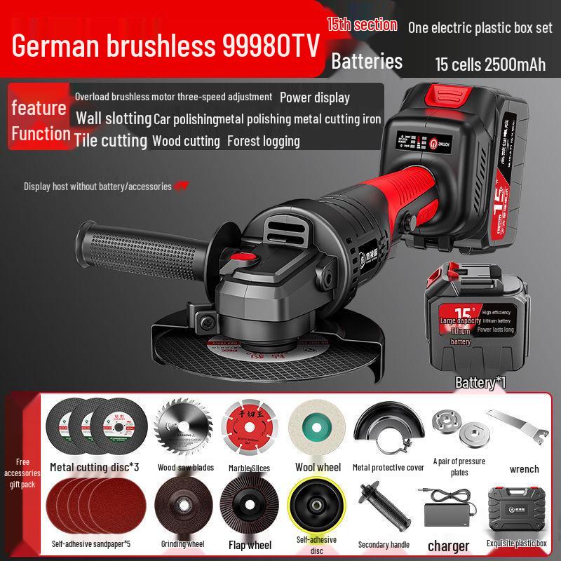 Brushless Cordless Lithium Battery Angle Grinder & Polisher - Multifunctional Cutting & Polishing Machine