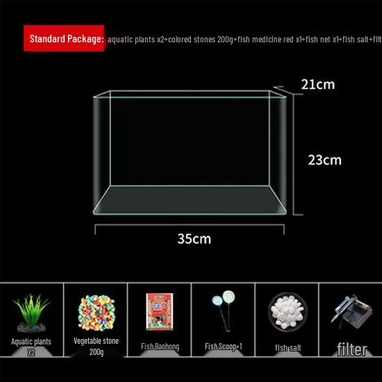 Mini Eco Fish Tank: Hot-Bent Glass, Desktop Goldfish Betta Aquarium, Water-Free Design for Living Room