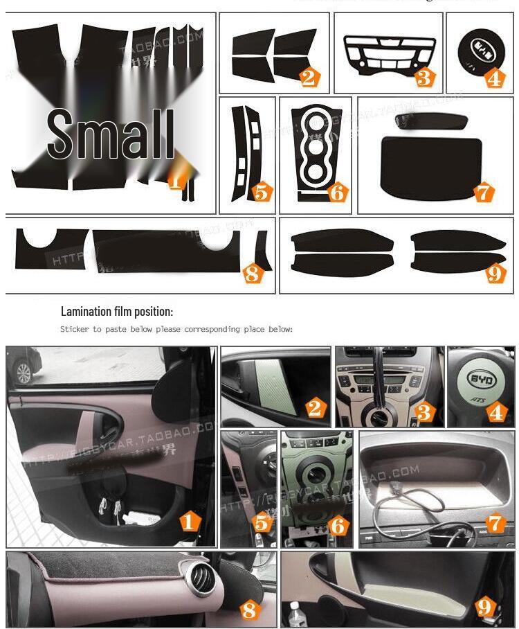 BYD F0 Carbon Fiber Interior Stickers: Console & Door Panel Protection Film