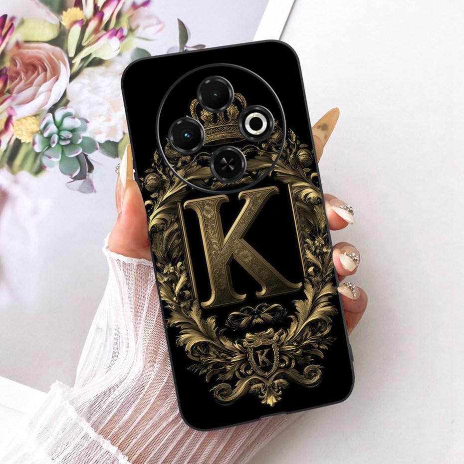 2025 Fashion Crown Letter Case For Tecno Spark 30C 30 Pro 4G Black Silicone Soft Cover For Tecno Spark30C 30 30Pro Phone Cases
