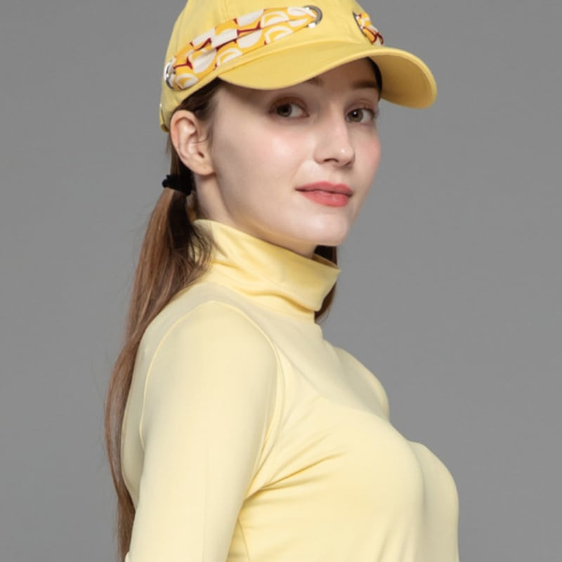 DOYOUKNOWMC ALL SEASON Scarf Ribbon Decoration Soft Type Light Yellow Ball Cap