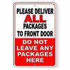 Package Theft Warning Sign  Durable Aluminum Do Not Leave Packages Here  Front Door Security Plaque