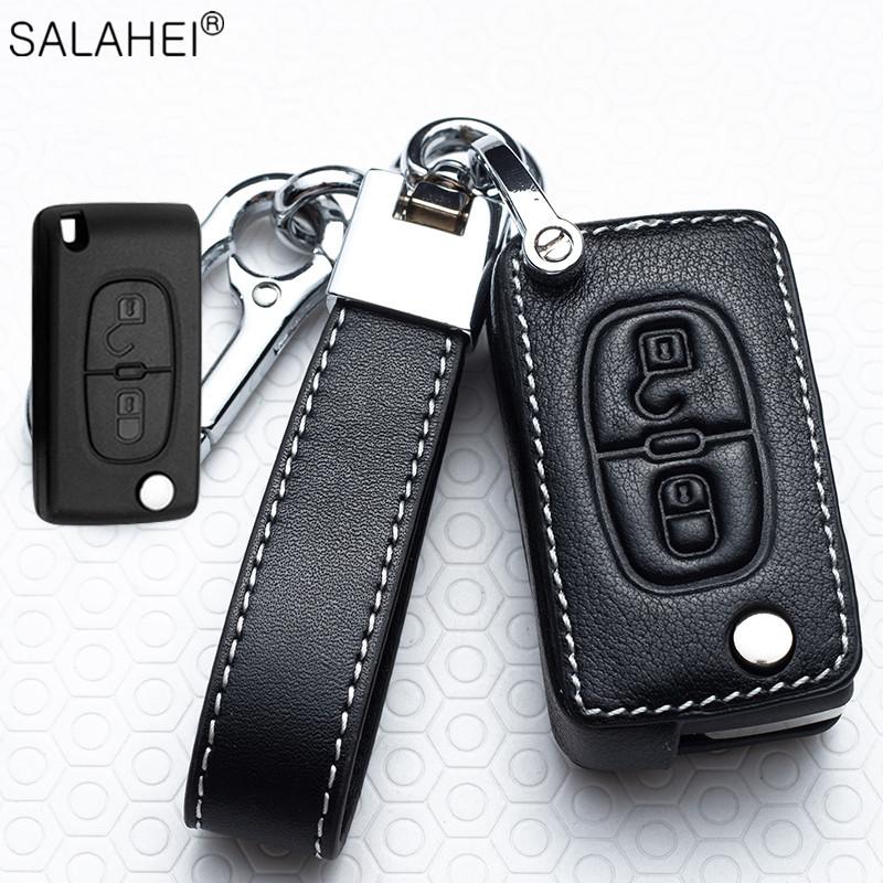 AALY1 New Leather Car Key Case Remote Cover For Peugeot 208 308 T9 508 2008 For Citroen C4 For Opel Corsa Crossland X Auto Accessories