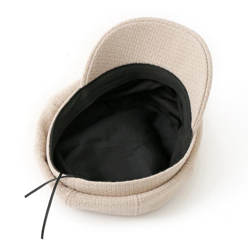 Korean Version of Autumn and Winter New Hat for Women Fashion Versatile Metallic Logo British Style Baseball Cap Retro Literary Octagonal Hat Trend