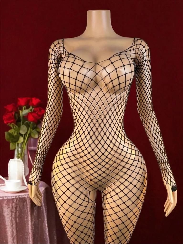 Fishnet Bodystockings Crotchless Sexy Body Stockings Lingerie Women Hollow Transparent Underwear Erotic Apparel Black Tights