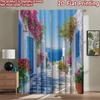 2D Flat Photography Backdrop Background Banner Coastal Village Blossom 100% Polyester Festive Backdrops Use for Home