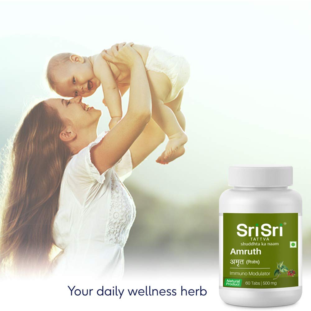 Sri Sri TATTVA Shuddhta Ka Naam Amruth 500mg 60 Tabs X Pack of 2 | Immunity & Longevity Support