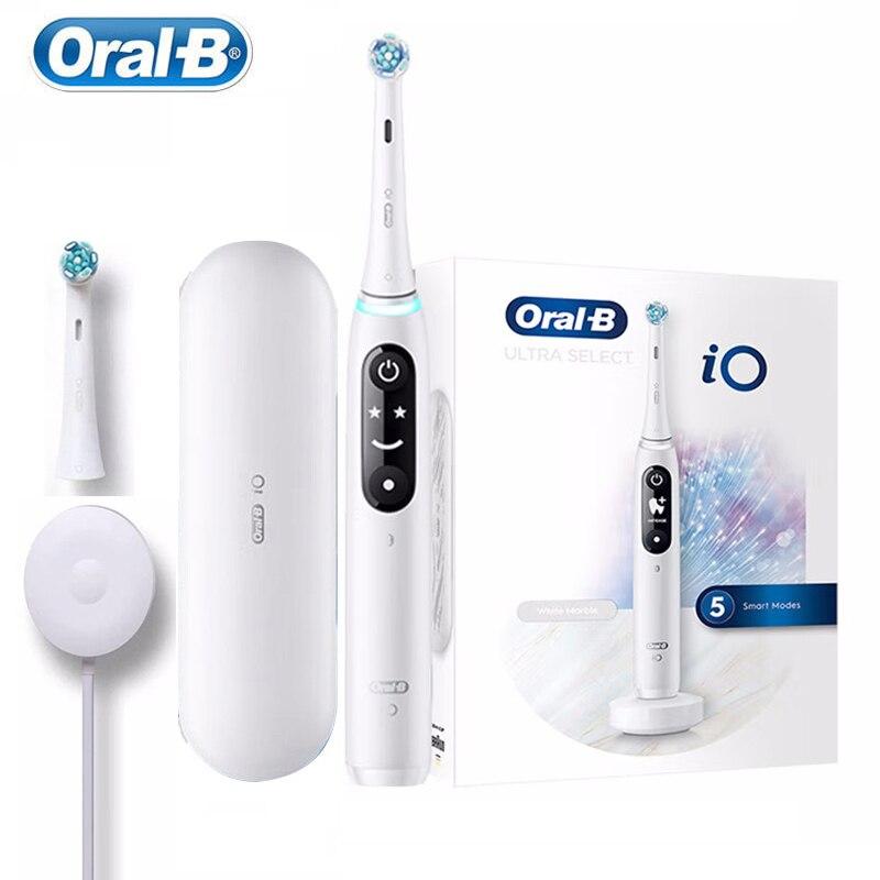 Oral B Electric Toothbrush Io7 with 2 Brush Heads Professional Smart Technology Tooth Brush Pressure Sensor AI Tracking 5 Modes Rechargeable
