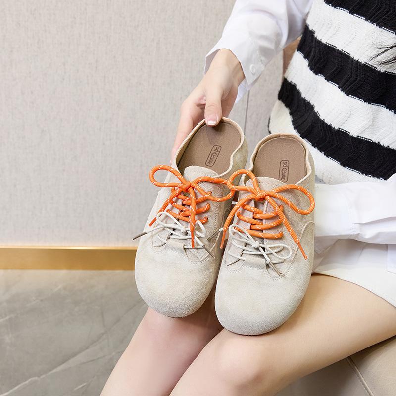 Autumn Retro Casual Shoes Women's Leather Lace-up Small Size Women's Cow Suede Color Matching Women's Shoes