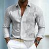 Herrenhemd mit geometrischem Musterdruck, Langarmhemd für Herren, Schwarzes Slim Fit Hemd, Modisches Design, Herrenbekleidung