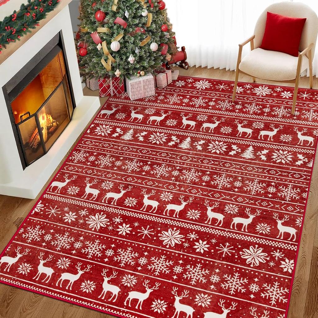 Christmas Anti-Slip Floor Mat - Fully Padded In Living Room, Printed Pattern for Bedroom Side Mat, Home Decoration