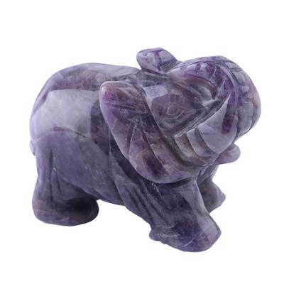 Elephant Statue Figurine Natural  Amethyst Rose Quartz Jasper Animals Sto