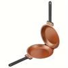 One piece double-sided pancake and omelette pan, non-stick copper-titanium coating, stainless steel handle