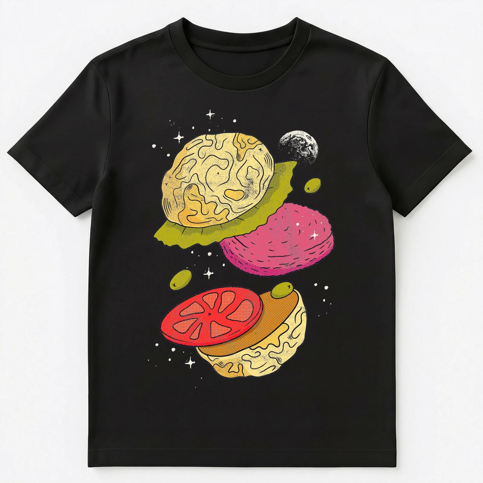Moon Planet Burger Cross Section Slices Unisex T-Shirt M