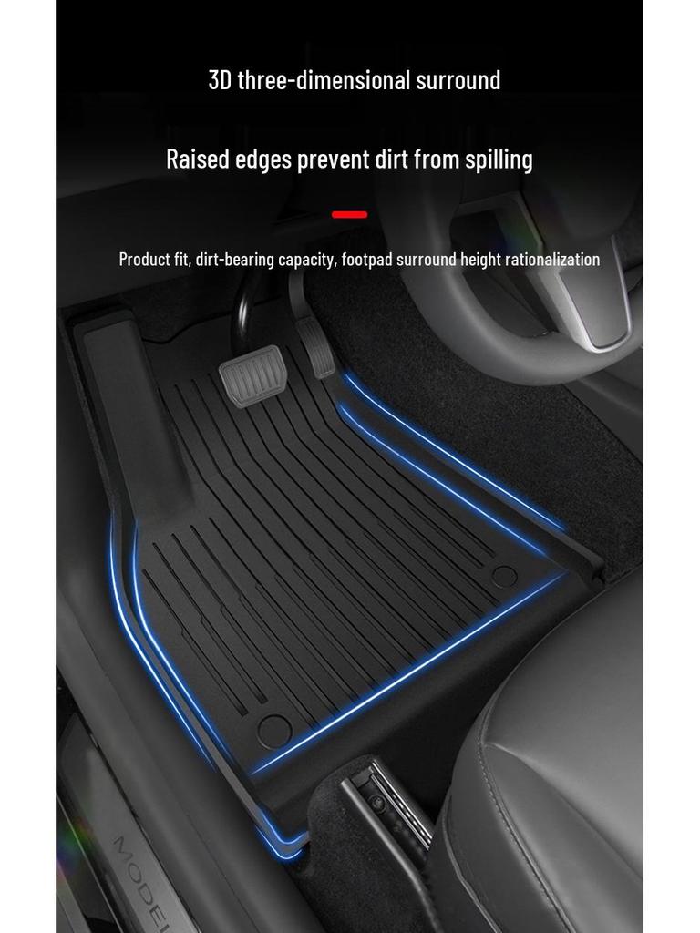 Tesla Model Y 2025 Refresh TPE Floor & Trunk Mats with Backrest Pad