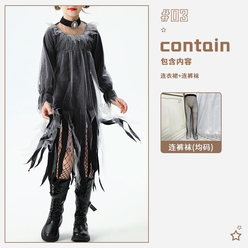 Halloween Kids Costume Ghost Bride Witch Costume Vampire Girl Costume Funny Dress Up Dress