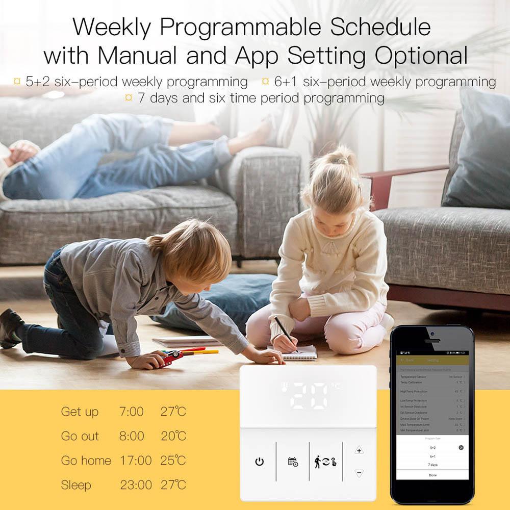 WiFi Smart Thermostat Temperature Controller for Water Floor Heating  Water/Gas Boiler 3A Touch Control Weekly Programmable APP/ Voice Control Compat