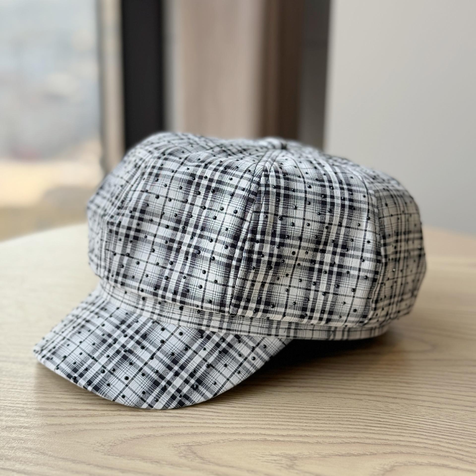 

Новая восьмиугольная шляпа ретро британская клетка клетчатый берет весна и осень показывающая лицо шляпа художника газетчика кепка с козырьком модная Adjustable