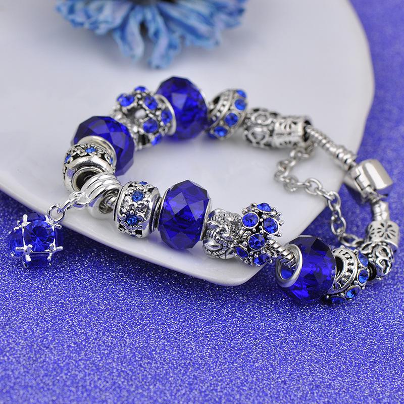 Brățară Trendy cu Mărgele de Cristal Pan cu Pandantiv Coroană de Flori