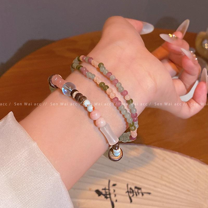 

New Chinese retro multi-layer imitation tourmaline bracelet women s niche temperament beaded bracelet jewelry