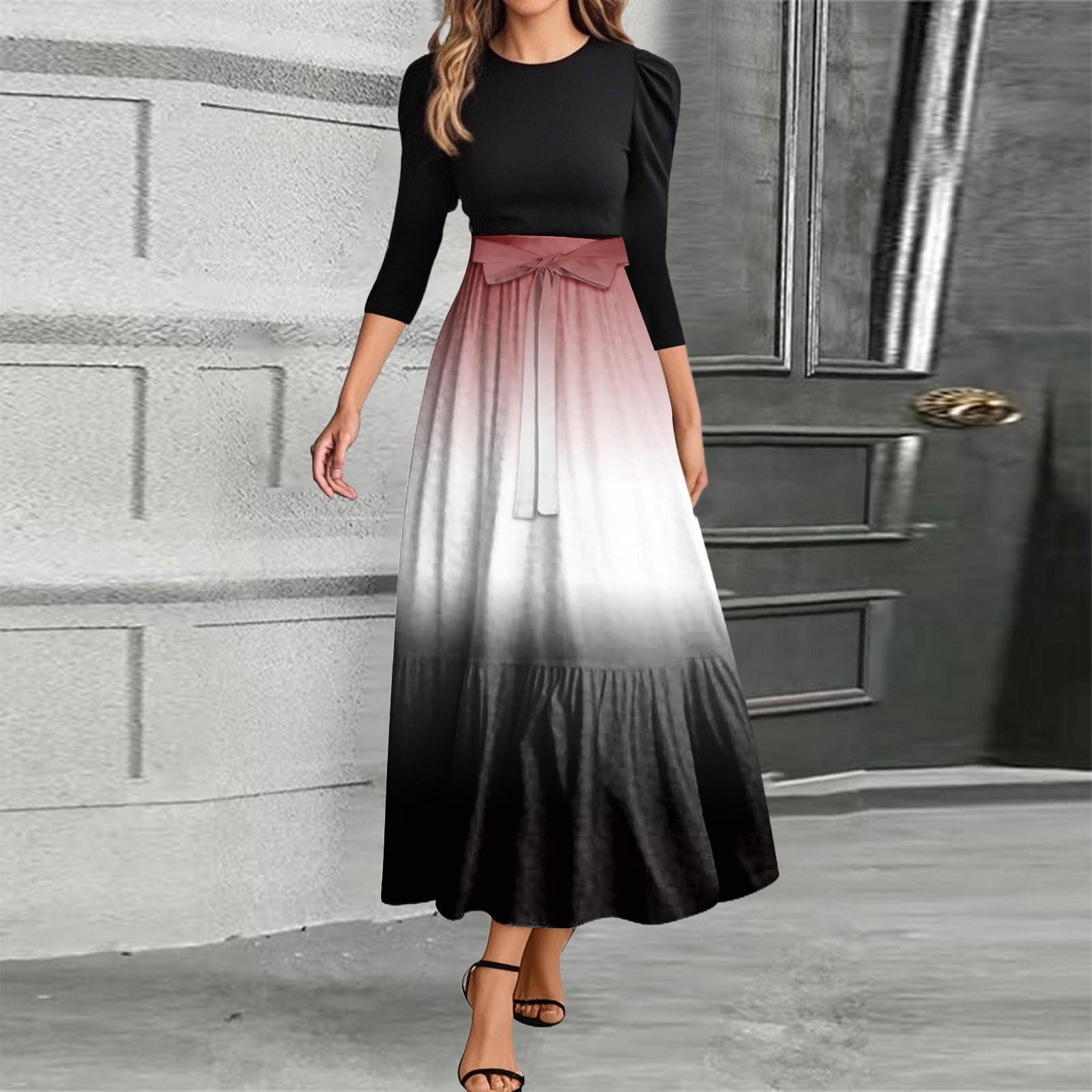 

Женское модное повседневное платье с круглым вырезом и градиентным плетением, элегантное, темпераментное, с рукавами три четверти M белый