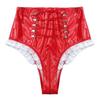 Γυναικείο γυαλιστερό λουστρίνι Frilly Maid Knickers με κορδόνια με φερμουάρ με καβάλο εσώρουχα για παιχνίδι ρόλων για νυχτερινό κέντρο διασκέδασης