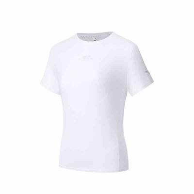 Bequemes schnelltrocknendes vielseitiges kurzärmeliges T-Shirt Damen Oberteile Reinweiß 162525109-3