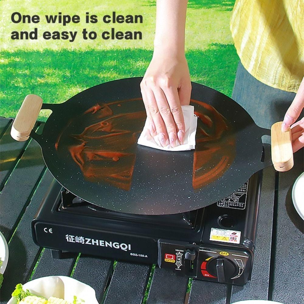 28/30/32cm Circular Frying Pan Korean Grilled Meat Plate Barbecue Plate  for Outdoor Travel Camping
