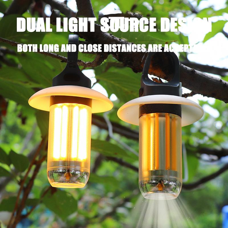Mini Portable Camping Lights Rechargeable Led Flashlight Dual-Light Warm White Multifunctional Outdoor Lamp Garden Atmosphere