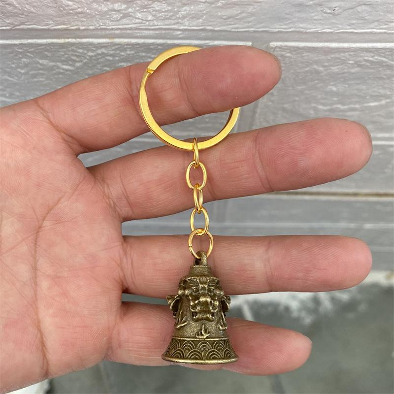 Six-character Mantra Bell Keychain Creative Key Ring Heart Sutra Copper Bell Pendant Bag Charm Accessories Lucky Gift