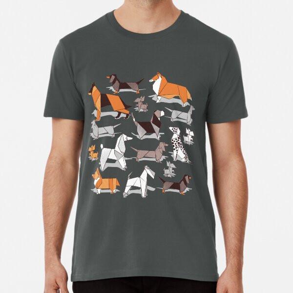 Origami doggie friends // grey linen texture S to 5XL Made in the AU/USA T-Shirt