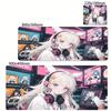 XXL Pastel Pink Anime Girl Mouse Pad Aesthetic Kawaii Mousepad Desk Mat Breathable Fabric Non Slip Rubber Base Desktop Mausepad